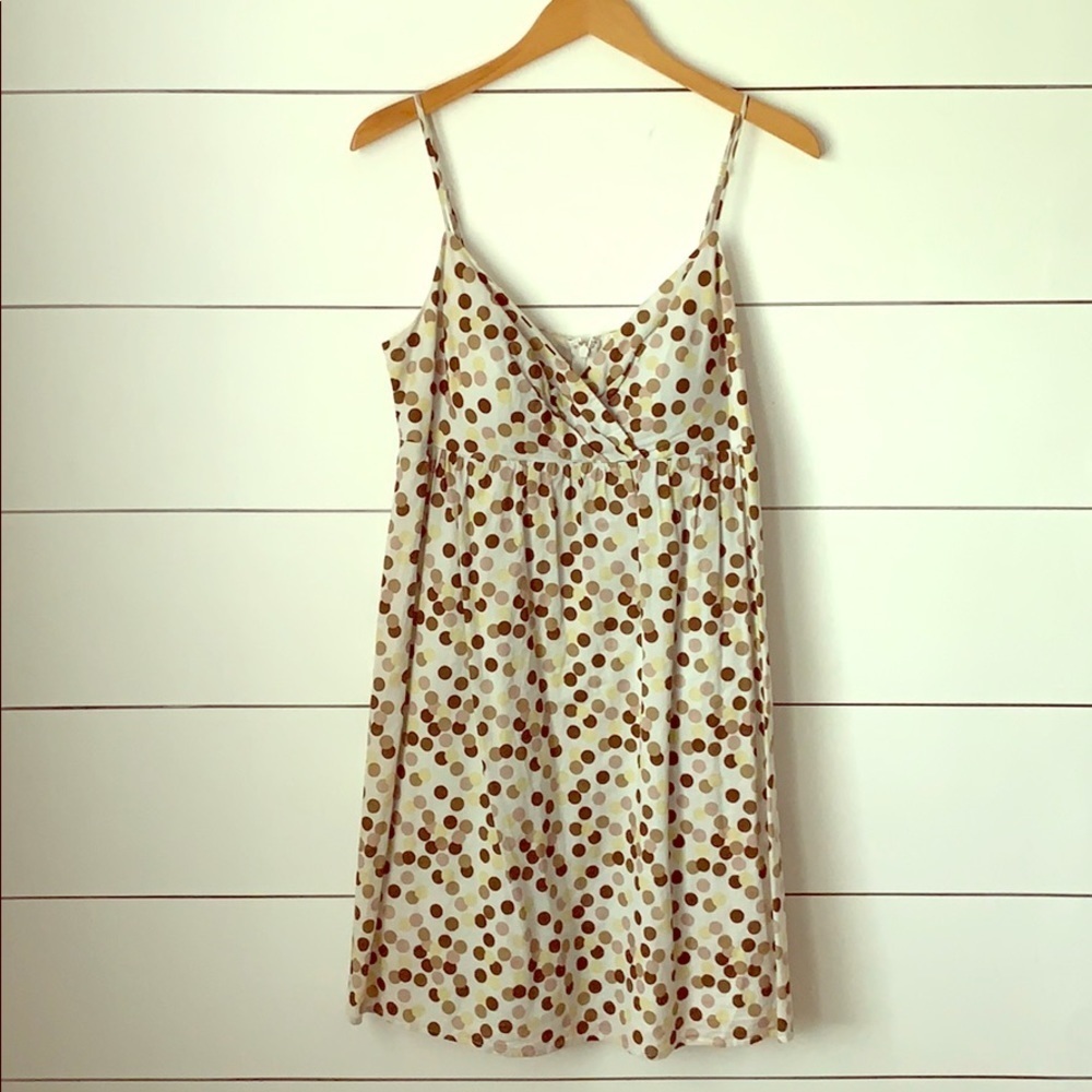 AGB Brown Polka Dot Sleeveless Dress Adjustable Straps Size 14